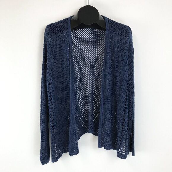 Lane Bryant Open Knit Cardigan Women’s Plus Size 14/16 Blue Stretch Long Sleeves - Picture 1 of 10